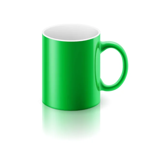 Caneca Brilhante Verde Fundo Branco — Fotografia de Stock