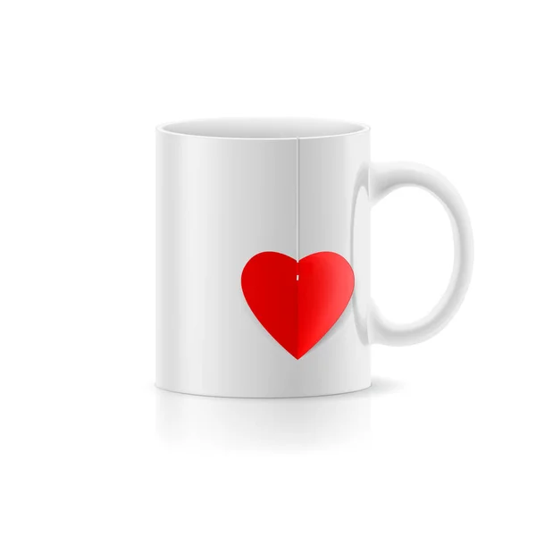 Kalp Şeklinde Çay Poşeti Olan Beyaz Bir Fincan — Stok fotoğraf