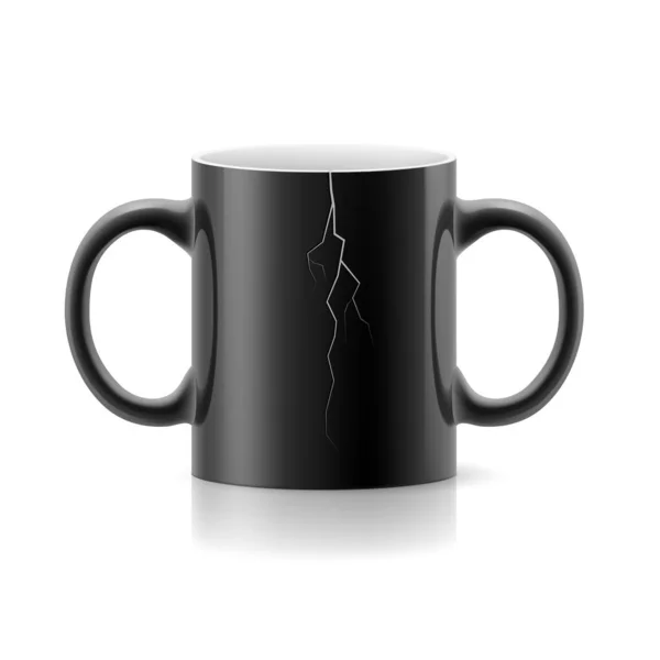 Schwarze Rissige Tasse Mit Zwei Henkeln Auf Weißem Hintergrund — Stockfoto