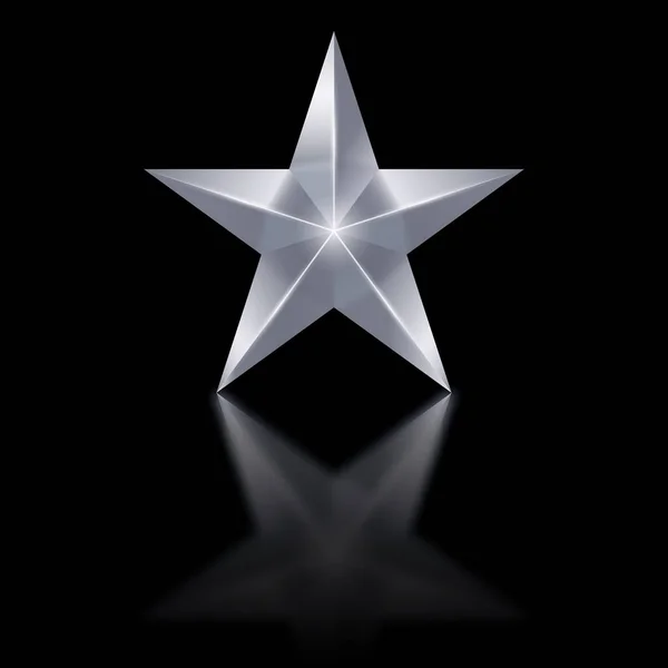 Silver Star Five Points Black Background — Stock Photo, Image