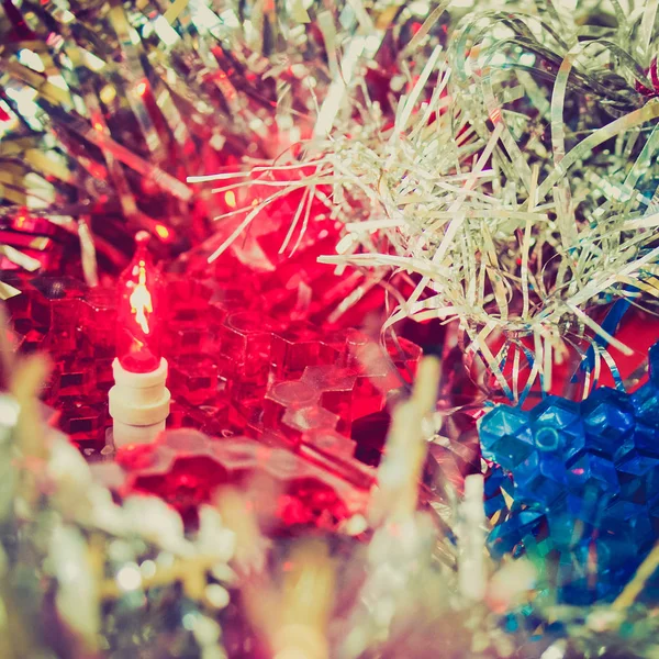 Vintage Retro Buscando Hojalata Luces Para Decoración Del Árbol Navidad —  Fotos de Stock