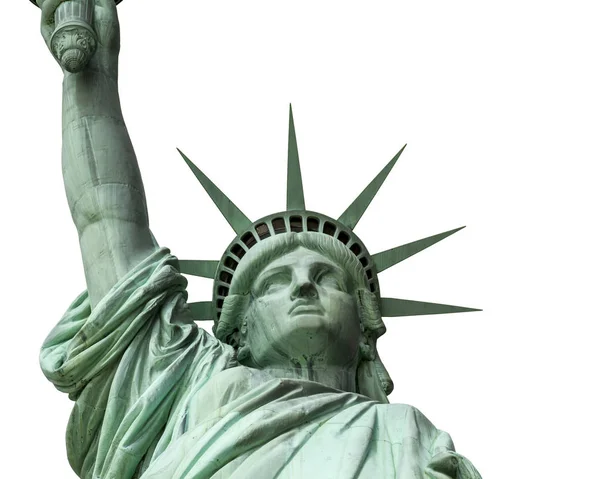 Ritratto Della Statua Della Libertà New York Isolato Sfondo Bianco — Foto Stock