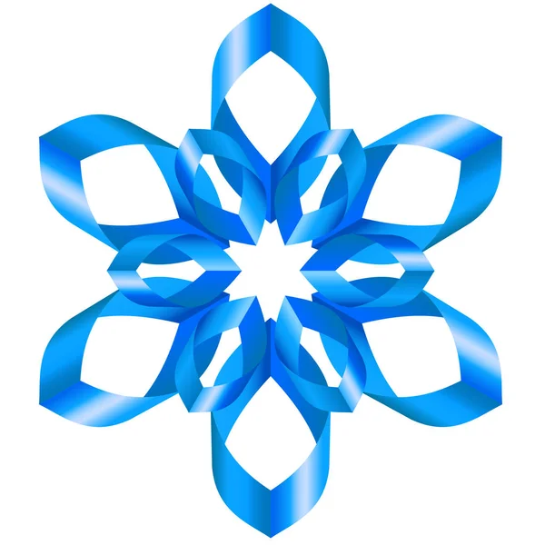 Ornate Blaue Bänder Mit Einer Blume Auf Weißem Hintergrund — Stockfoto