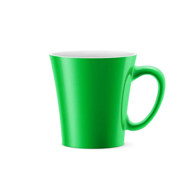 Grüne Tasse Mit Spitz Zulaufendem Boden Auf Weißem Hintergrund — Stockfoto