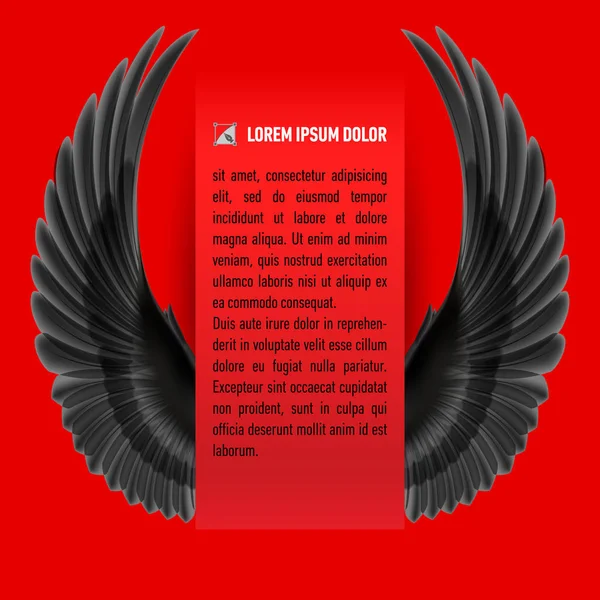 Papier Met Tekst Met Zwarte Vleugels Aan Beide Zijden Rode — Stockfoto