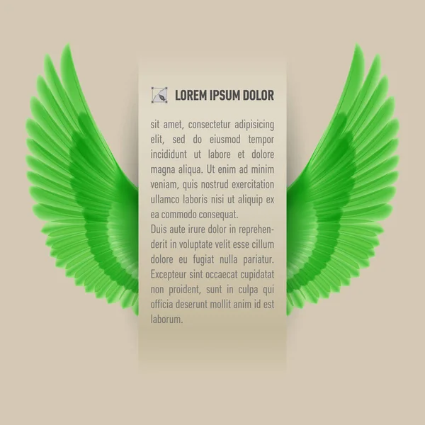 Sheet Paper Text Green Wings Both Sides — Stock Photo, Image