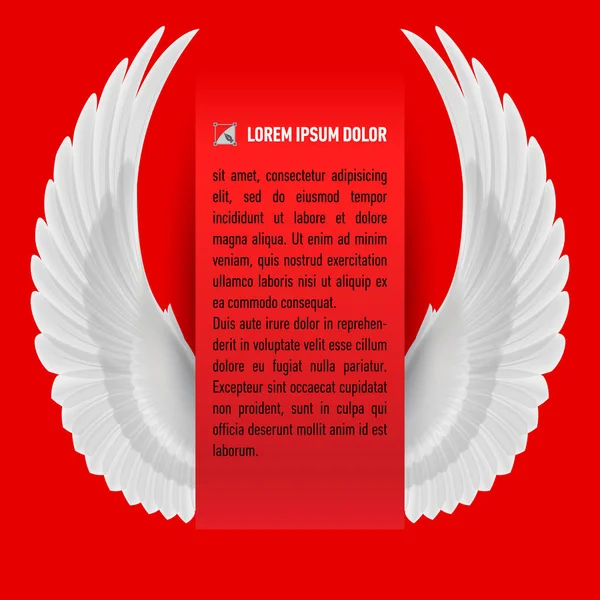 Sheet Paper Text Wings Both Sides Red Background — Stock Photo, Image