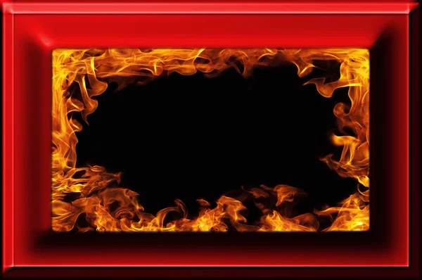 Рамка Огня Красном Фоне — стоковое фото