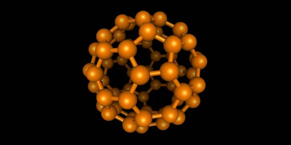 分子モデル ブラックで隔絶されたバッキーボール — ストック写真