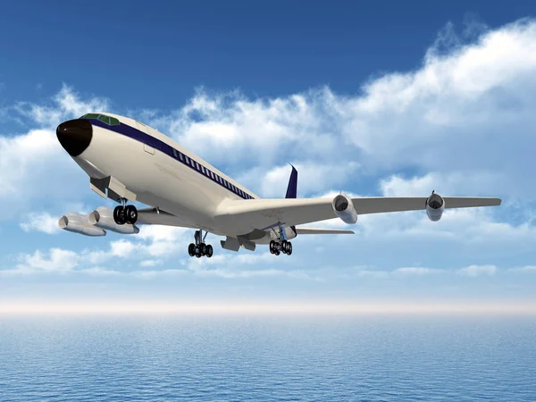 Dator Genererad Illustration Med Ett Kommersiellt Flygplan — Stockfoto