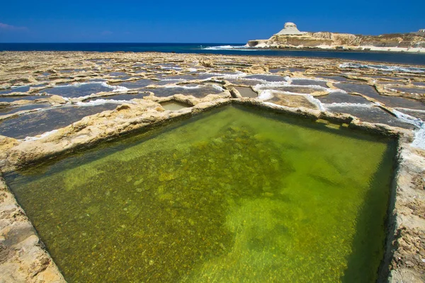 Αλυκές Στον Κόλπο Xwieni Gozo — Φωτογραφία Αρχείου