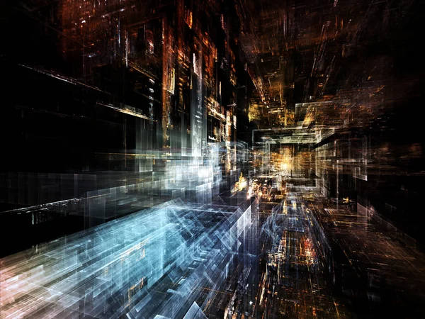 シティ ライト シリーズ デザイン 想像の主題上の技術的なフラクタル テクスチャの作られた抽象的なデザイン — ストック写真