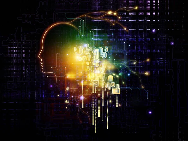 Seria Sztucznej Inteligencji Rozmieszczenie Profilu Liczb Ludzkich Temat Myślenia Logiki — Zdjęcie stockowe