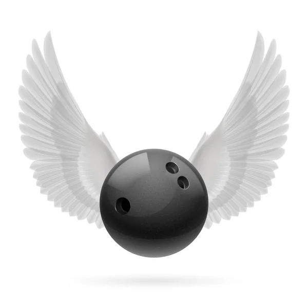 Ballon Bowling Noir Avec Emblème Ailes Blanches — Photo