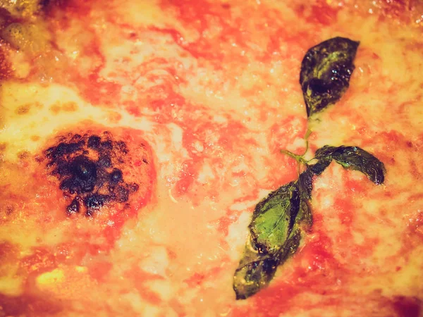 Vintage Retro Look Italian Pizza Margherita Margarita Tomate Mozarella Cheese —  Fotos de Stock