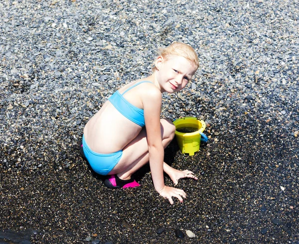Little Girl Beach Sea Ready Snorkeling — Stock Photo, Image