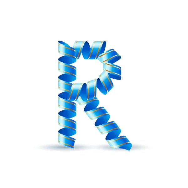 Letter Made Blue Curled Shiny Ribbon — Stock Photo, Image