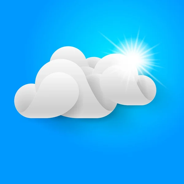 White Three Dimentional Cloud Sun Shining Blue Sky — Stock Photo, Image