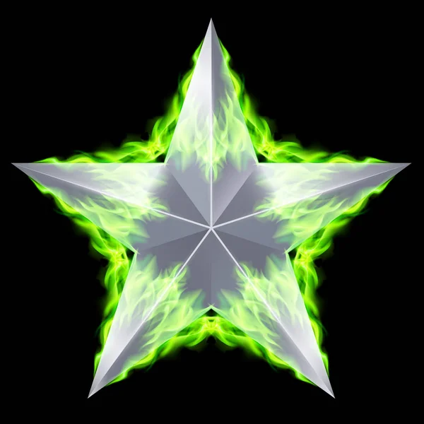 Silberner Stern Mit Grünem Feuer — Stockfoto