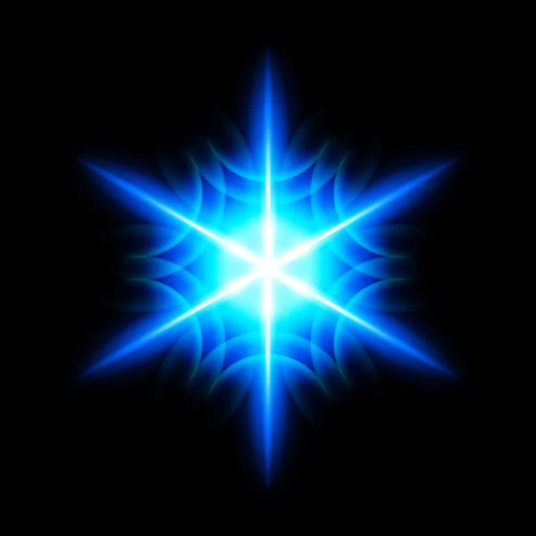 Яркая Цифровая Звезда Шестью Кончиками Черном Фоне — стоковое фото