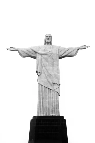 Estatua Cristo Redentor Río Janeiro Brasil Blanco Negro —  Fotos de Stock