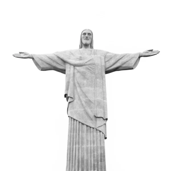 Christ Redeemer Statue Rio Janeiro Brazil Black White — Stock Photo, Image