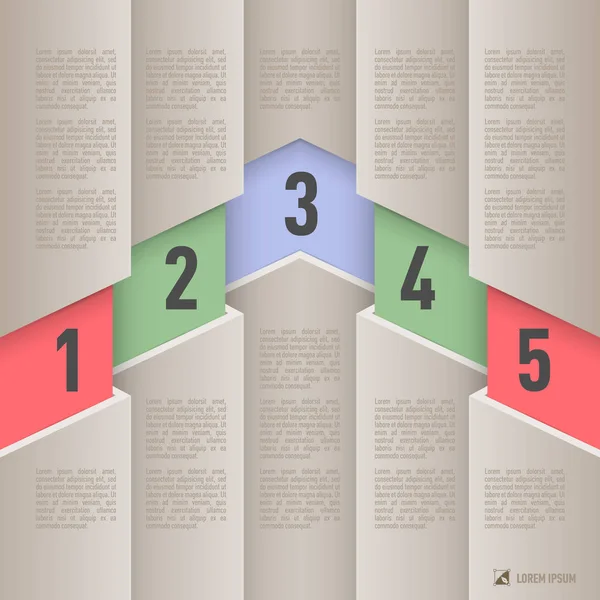 Infographics Paper Style Colored Numbered Items One Five — Stock fotografie