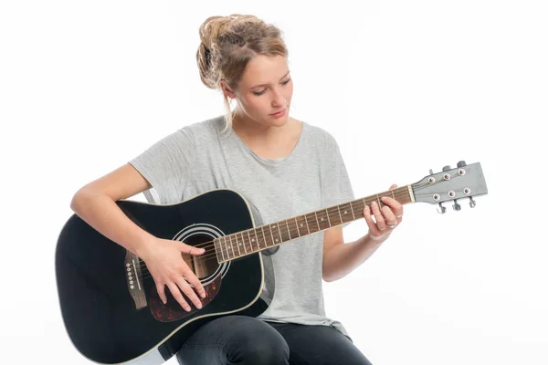 Blond Girl Guitar — Stock Photo, Image