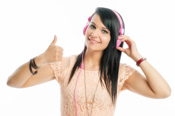 Chica Joven Con Auriculares —  Fotos de Stock