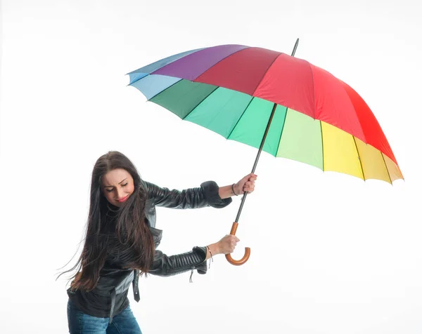 Jovem Com Guarda Chuva — Fotografia de Stock