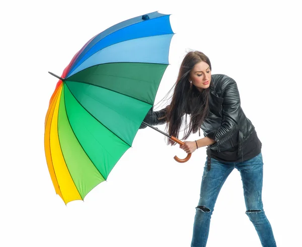 Ung Kvinna Med Paraply — Stockfoto