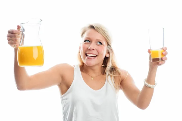 Blond Woman Orange Juice — Stock Photo, Image