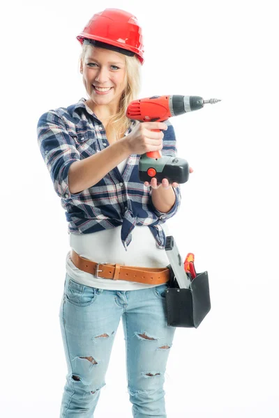 Feminino Artesão Sem Fio Chave Fenda Broca — Fotografia de Stock