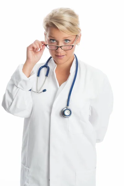 Medico Con Stetoscopio Assistenza Medica — Foto Stock
