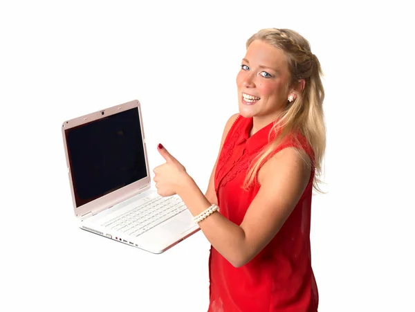 Mujer Joven Con Portátil — Foto de Stock