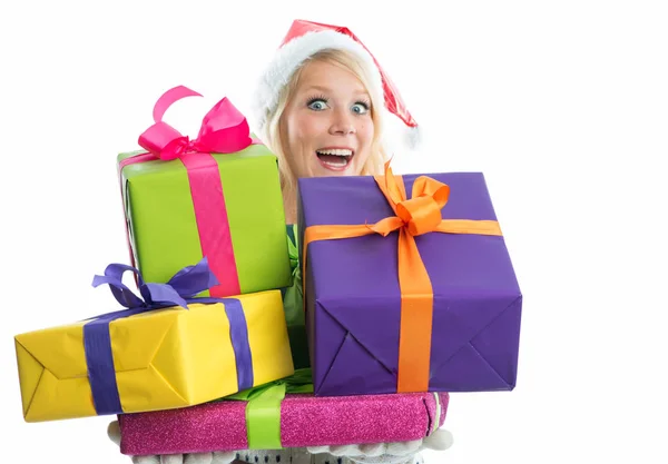 Christmas Woman Gifts — Stock Photo, Image