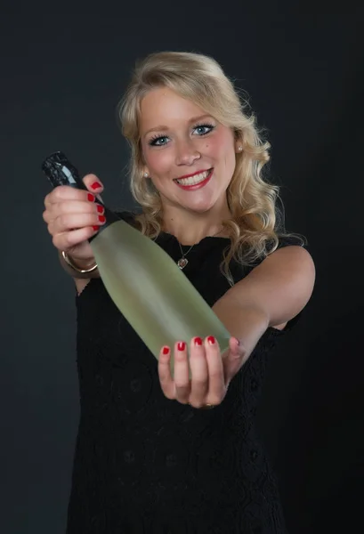 Elegant Woman Champagne — Stock Photo, Image