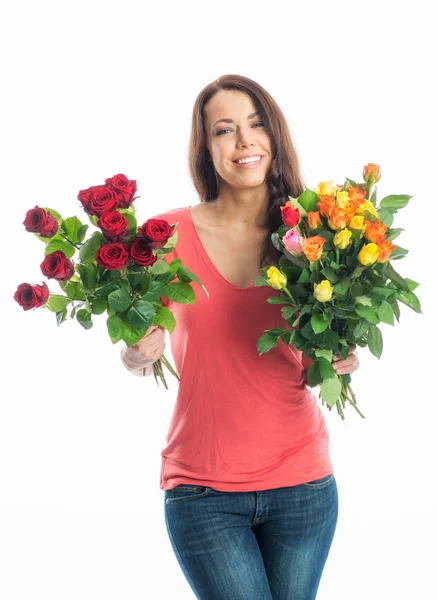 Young Woman Bouquets — Stok fotoğraf