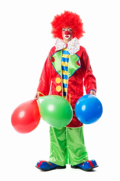 Trauriger Clown Mit Luftballons — Stockfoto