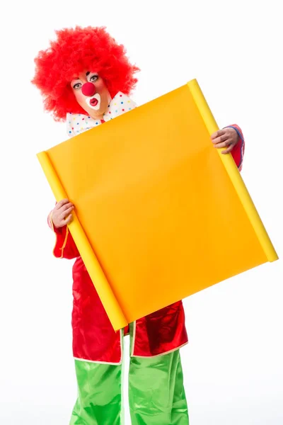 Clown Håller Reklam Tecken — Stockfoto