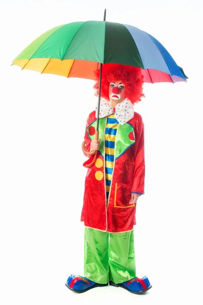 Sorglig Clown Med Paraply — Stockfoto