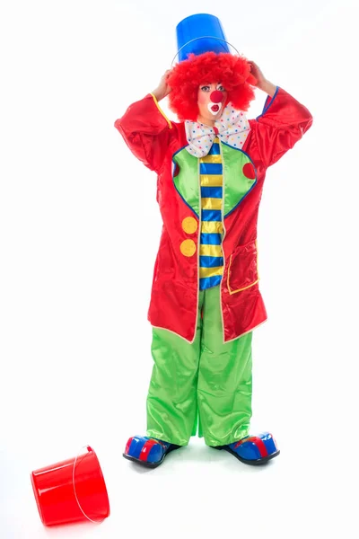 Clown Mit Wassereimer — Stockfoto