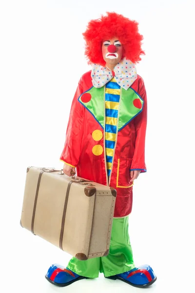 Clown Con Dono Isolato Bianco — Foto Stock