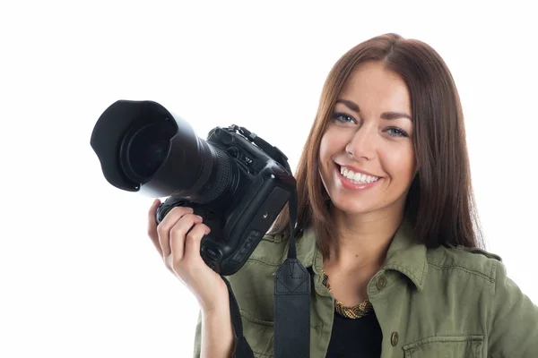 Jonge Vrouw Met Camera — Stockfoto