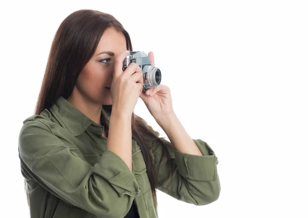 Mujer Joven Con Cámara — Foto de Stock