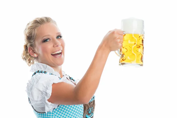 Oktoberfest Meisje Met Een Glas Bier — Stockfoto