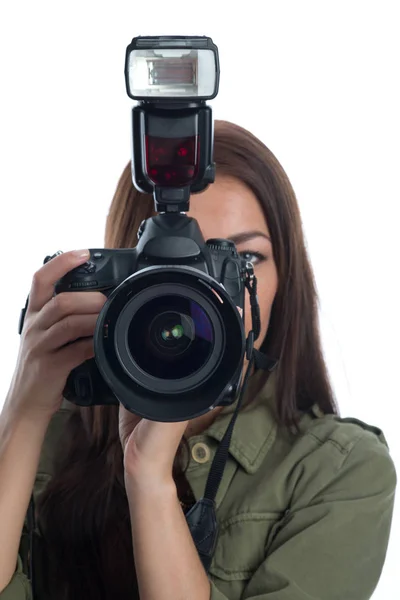 Mujer Joven Con Cámara — Foto de Stock