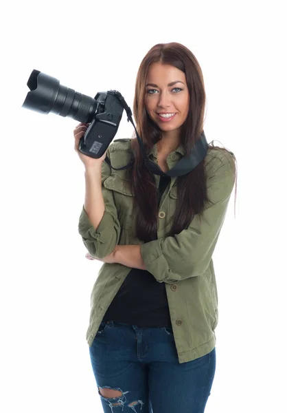 Jonge Vrouw Met Camera — Stockfoto