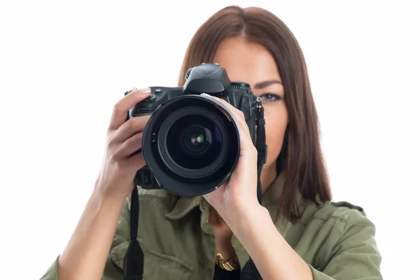 Jonge Vrouw Met Camera — Stockfoto