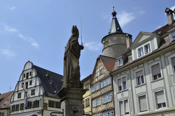 Kilian Brunnen Und Marktturm Kitzingen Main — Stockfoto